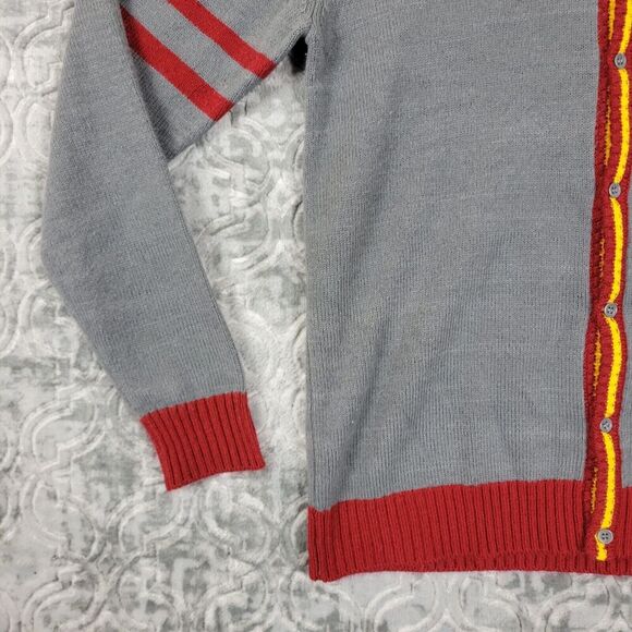 Wizarding World Harry Potter Sweater Adult Medium Gray Gryffindor Cardigan - Picture 6 of 13